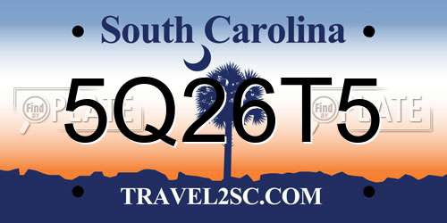 5Q26T5 South Carolina License Plate