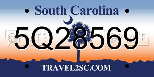 5Q28569 South Carolina License Plate