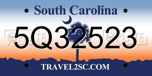 5Q32523 South Carolina License Plate