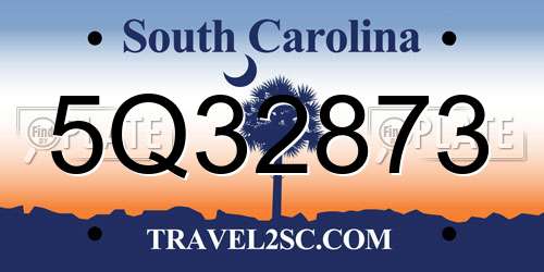5Q32873 South Carolina License Plate