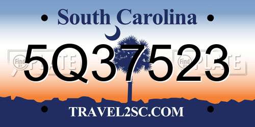5Q37523 South Carolina License Plate