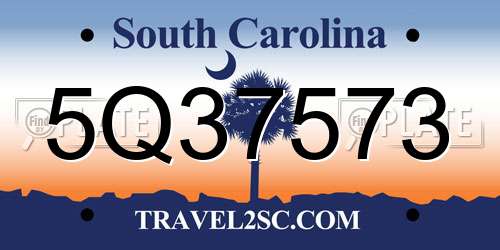 5Q37573 South Carolina License Plate