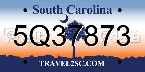 5Q37873 South Carolina License Plate