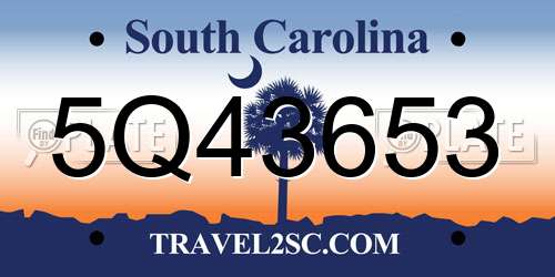 5Q43653 South Carolina License Plate