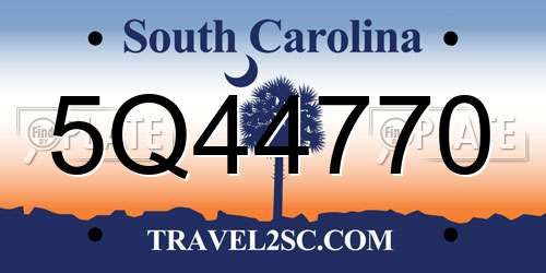 5Q44770 South Carolina License Plate