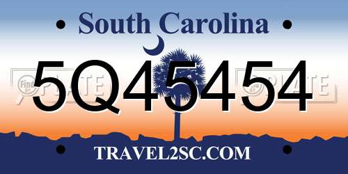 5Q45454 South Carolina License Plate
