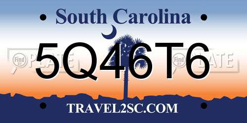 5Q46T6 South Carolina License Plate