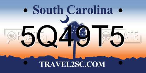 5Q49T5 South Carolina License Plate