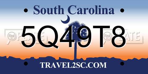5Q49T8 South Carolina License Plate