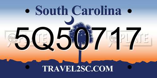 5Q50717 South Carolina License Plate