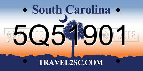 5Q51901 South Carolina License Plate