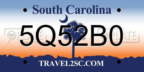 5Q52B0 South Carolina License Plate