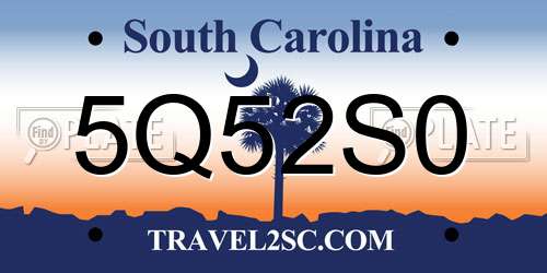 5Q52S0 South Carolina License Plate