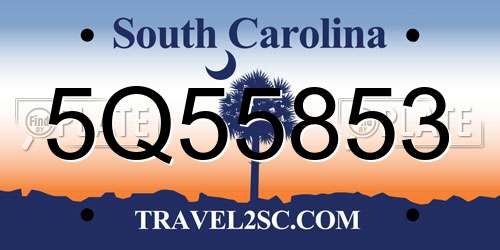 5Q55853 South Carolina License Plate