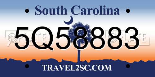 5Q58883 South Carolina License Plate
