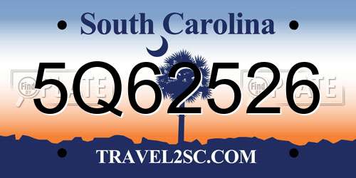 5Q62526 South Carolina License Plate
