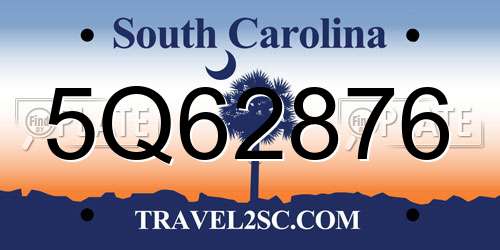 5Q62876 South Carolina License Plate