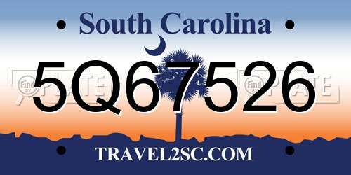 5Q67526 South Carolina License Plate
