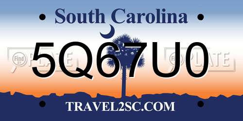 5Q67U0 South Carolina License Plate