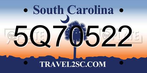 5Q70522 South Carolina License Plate