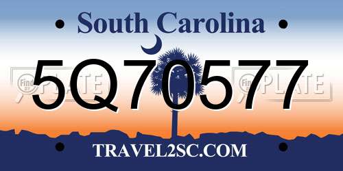 5Q70577 South Carolina License Plate
