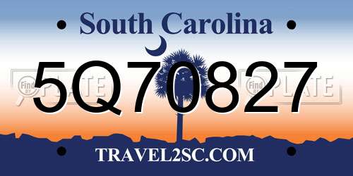 5Q70827 South Carolina License Plate