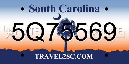 5Q75569 South Carolina License Plate