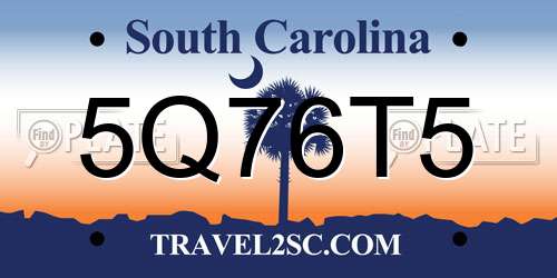 5Q76T5 South Carolina License Plate
