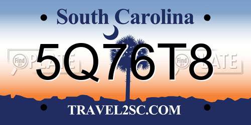 5Q76T8 South Carolina License Plate
