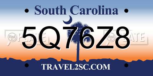 5Q76Z8 South Carolina License Plate