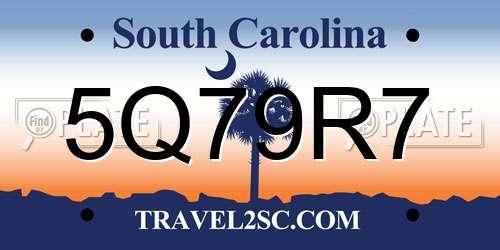 5Q79R7 South Carolina License Plate