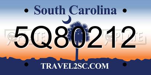 5Q80212 South Carolina License Plate