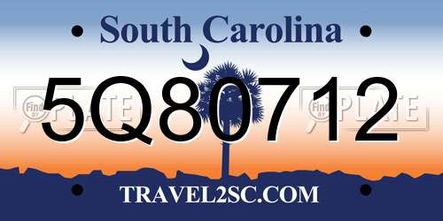 5Q80712 South Carolina License Plate