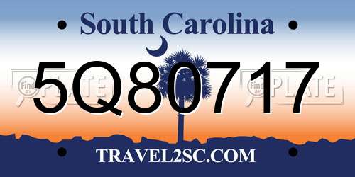 5Q80717 South Carolina License Plate