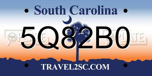 5Q82B0 South Carolina License Plate