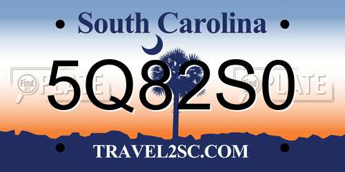 5Q82S0 South Carolina License Plate