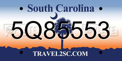 5Q85553 South Carolina License Plate