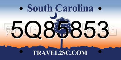 5Q85853 South Carolina License Plate