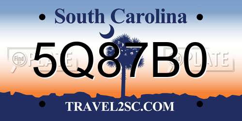 5Q87B0 South Carolina License Plate