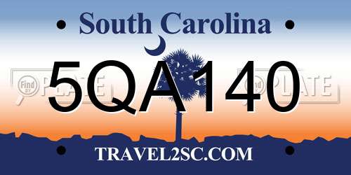 5QA140 South Carolina License Plate