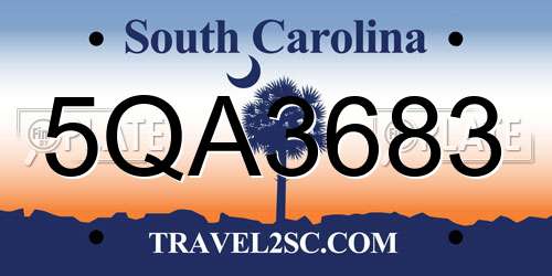 5QA3683 South Carolina License Plate