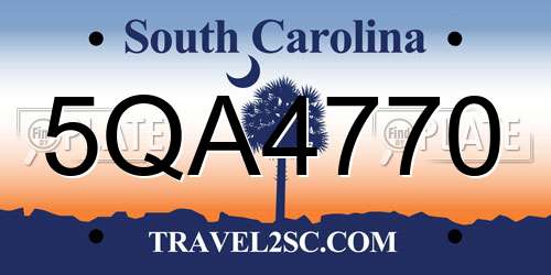 5QA4770 South Carolina License Plate