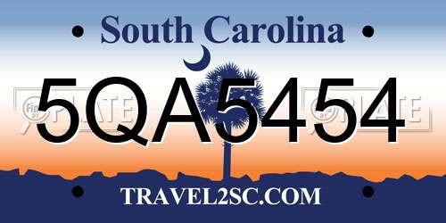 5QA5454 South Carolina License Plate