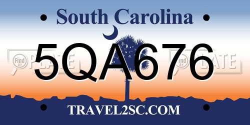 5QA676 South Carolina License Plate