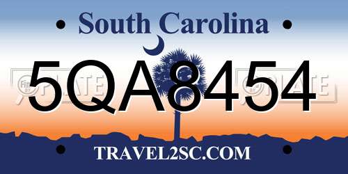 5QA8454 South Carolina License Plate