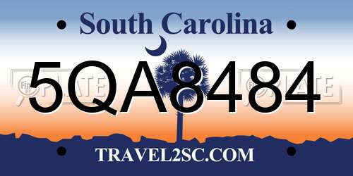 5QA8484 South Carolina License Plate