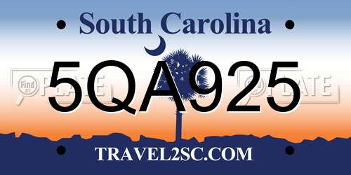 5QA925 South Carolina License Plate
