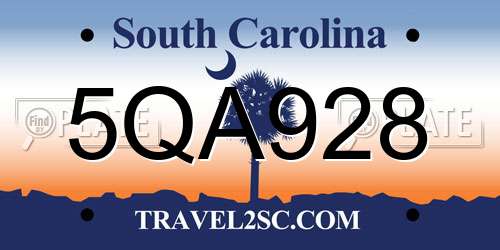 5QA928 South Carolina License Plate