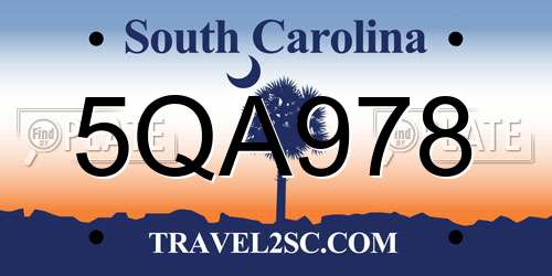 5QA978 South Carolina License Plate