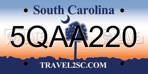 5QAA220 South Carolina License Plate